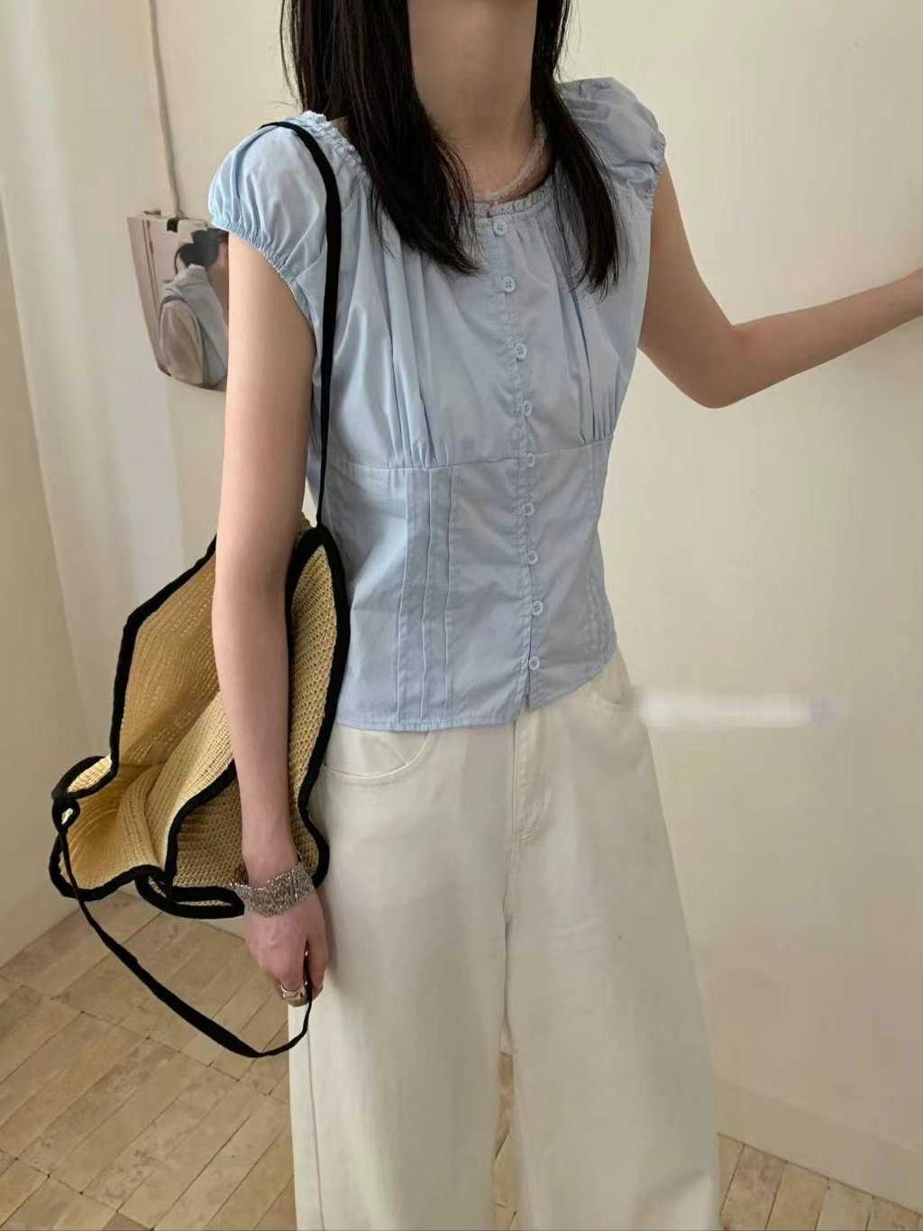 IGOTC-아가씨-T東大門㊣直郵女士新款休閑人氣襯衫蕾絲衫IGOTC-아가씨-T襯衫/蕾絲衫