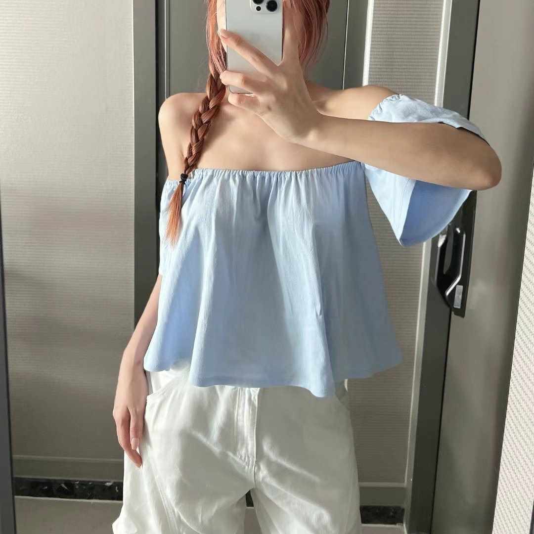 MY YOUNG東大門㊣代購女裝新品時尚人氣25春夏襯衫蕾絲衫露肩OUNCE襯衫/蕾絲衫
