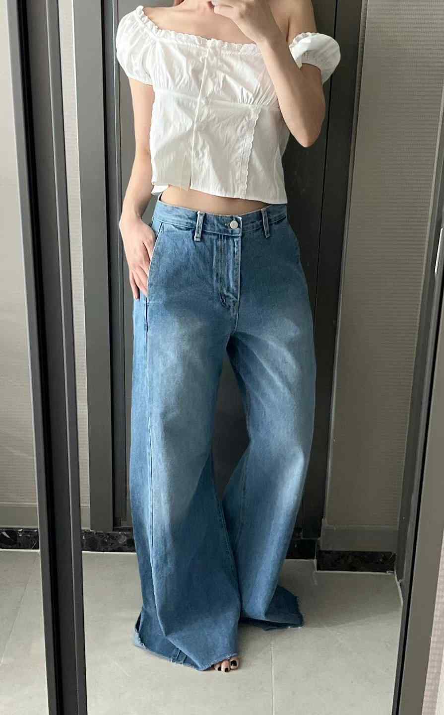 MY YOUNG東大門㊣實拍女裝新款時尚職業真品休閑推薦牛仔褲OUNCE牛仔褲