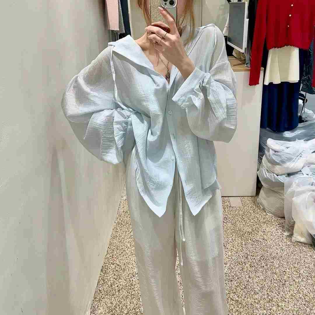 MY YOUNG東大門㊣代購女裝新品熱賣時尚職業25春夏襯衫蕾絲衫OUNCE襯衫/蕾絲衫