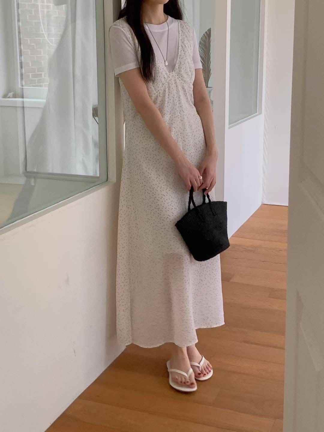 SUMMER MOON韓國直郵㊣女裝新品休閑連衣裙不含內搭蕾絲花花朵SUMMER MOON連衣裙