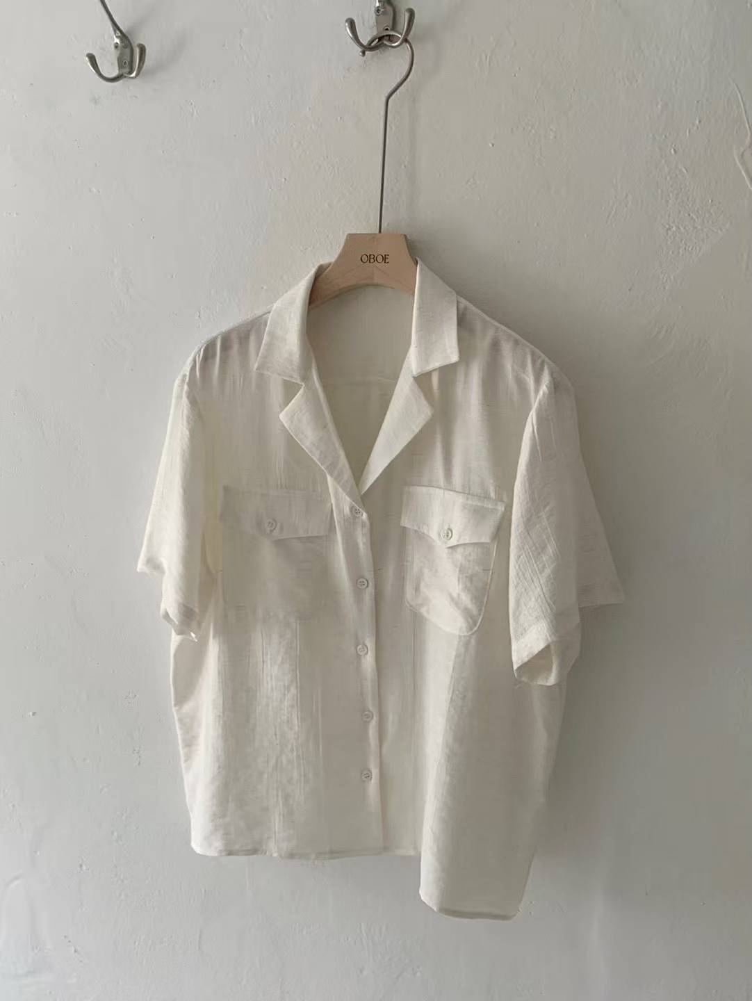 OBOE東大門㊣實拍女裝新款職業熱賣25春夏人氣襯衫蕾絲衫口袋OBOE襯衫/蕾絲衫