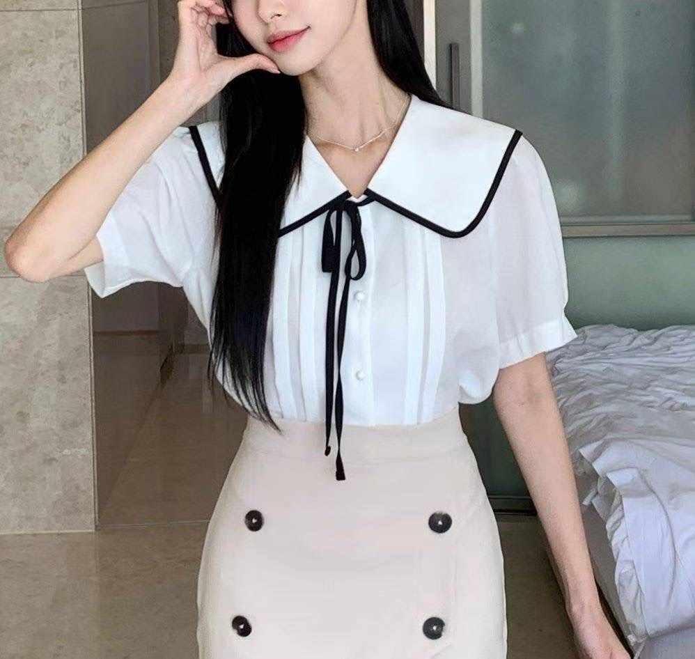 OLIVIA韓國代購㊣女裝新品時尚職業25春夏熱賣休閑襯衫蕾絲衫OLIVIA襯衫/蕾絲衫