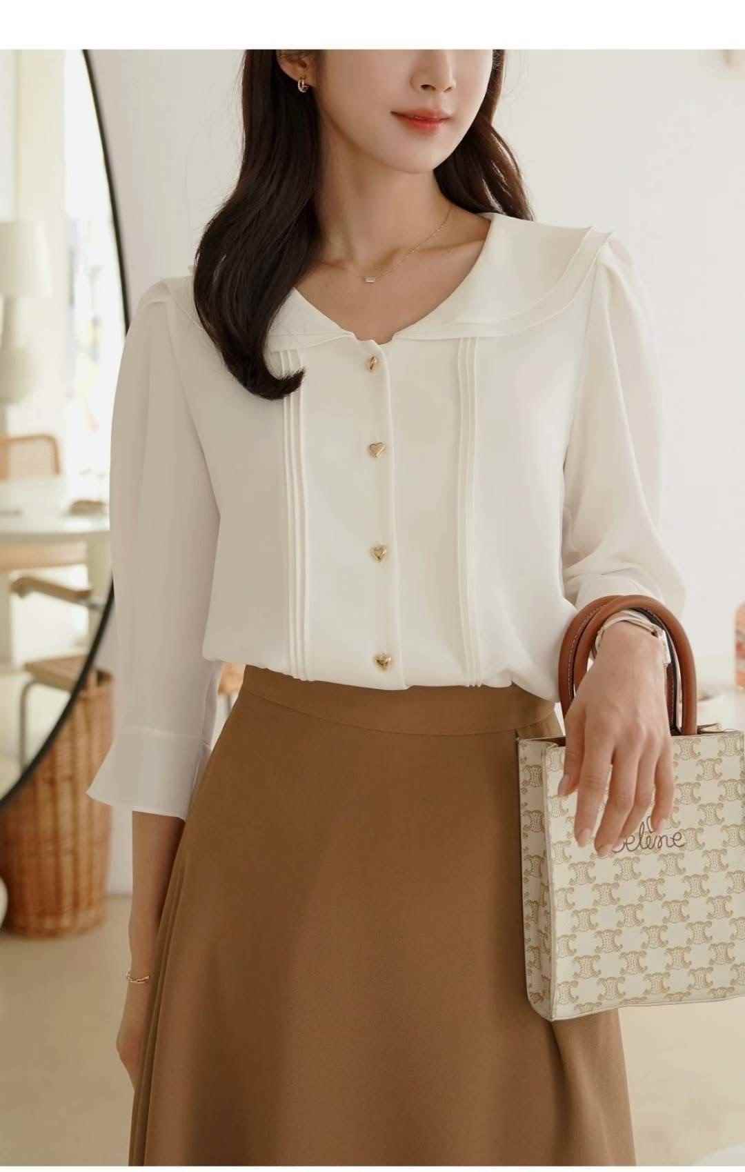 OLIVIA東大門㊣實拍女裝新款休閑時尚真品人氣推薦襯衫蕾絲衫OLIVIA襯衫/蕾絲衫