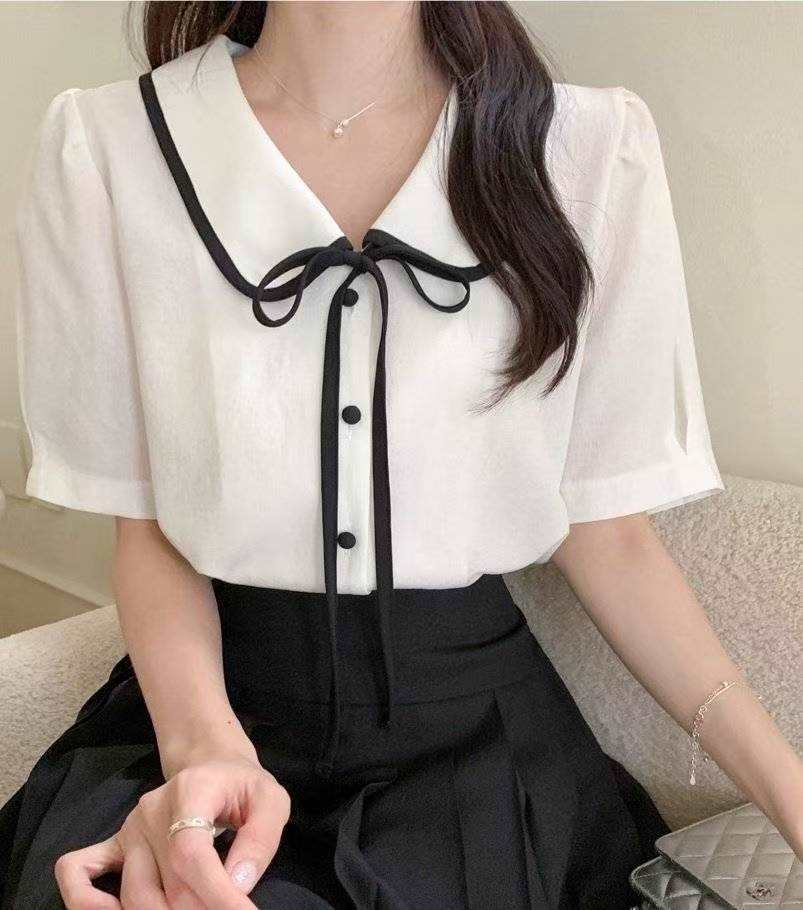 OLIVIA東大門㊣直郵女裝新款25春夏職業真品時尚襯衫蕾絲衫OLIVIA襯衫/蕾絲衫