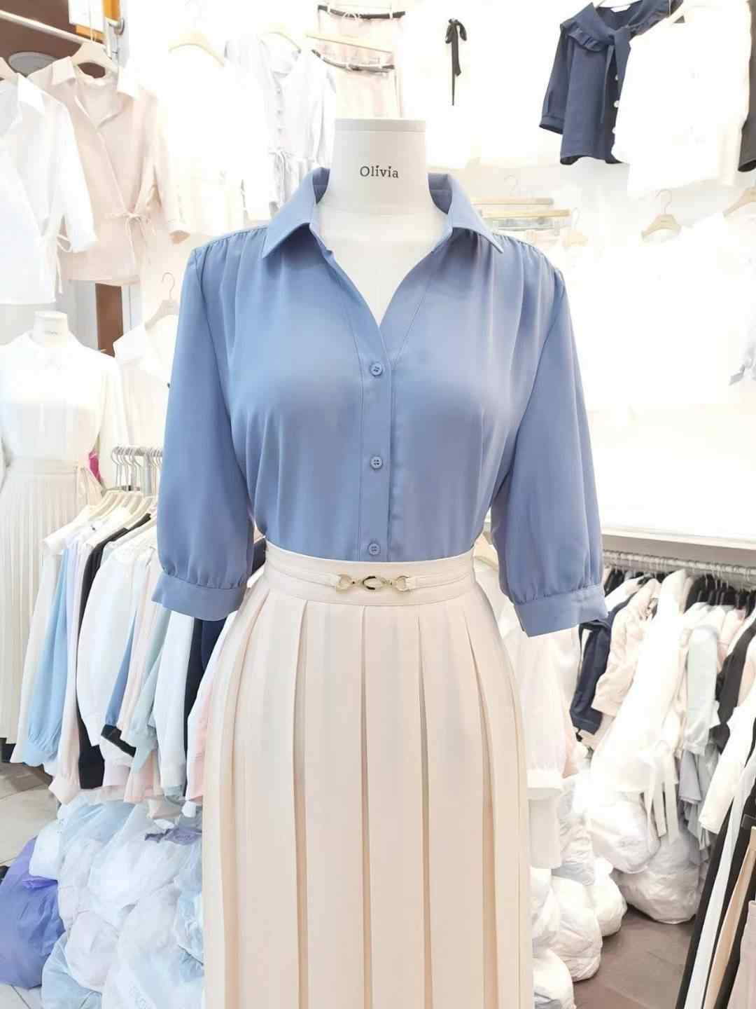 OLIVIA韓國直郵㊣女士新品時尚推薦休閑熱賣25春夏襯衫蕾絲衫OLIVIA襯衫/蕾絲衫