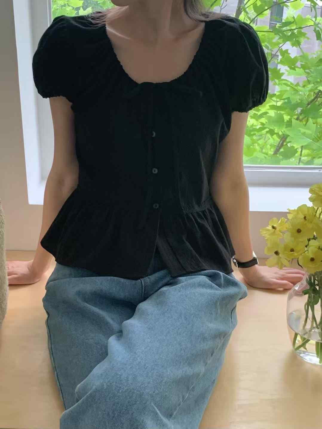 BILLOW韓國代購㊣女裝新品推薦人氣25春夏時尚真品襯衫蕾絲衫BILLOW襯衫/蕾絲衫