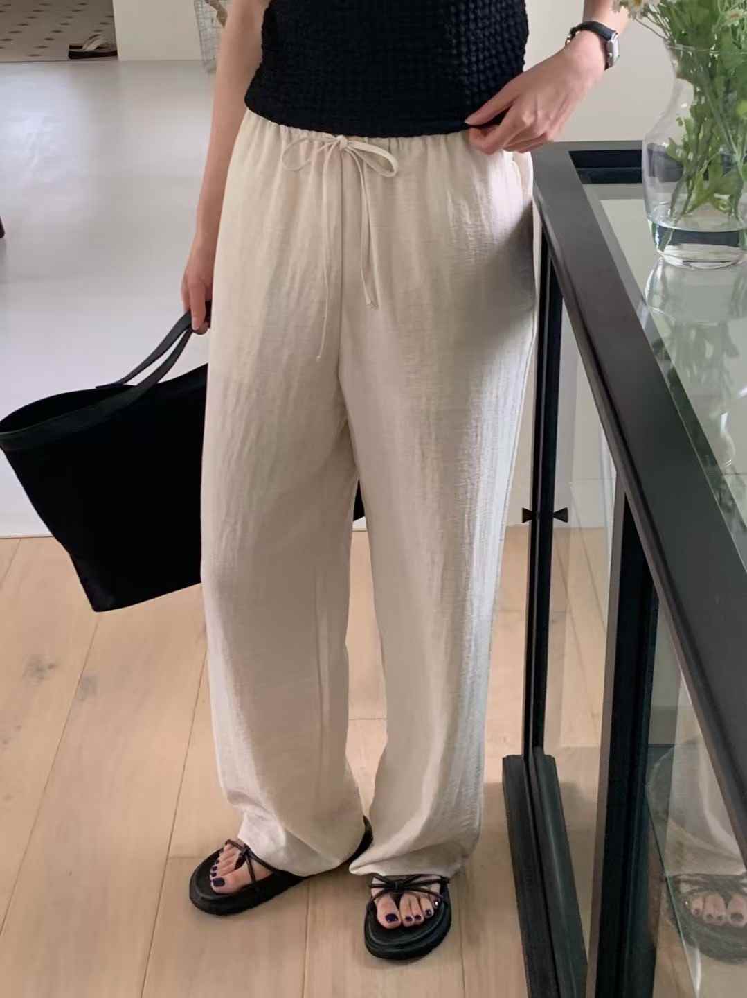 BILLOW韓國直郵㊣女士新款時尚推薦休閑真品熱賣休閑褲亞麻BILLOW休閑褲