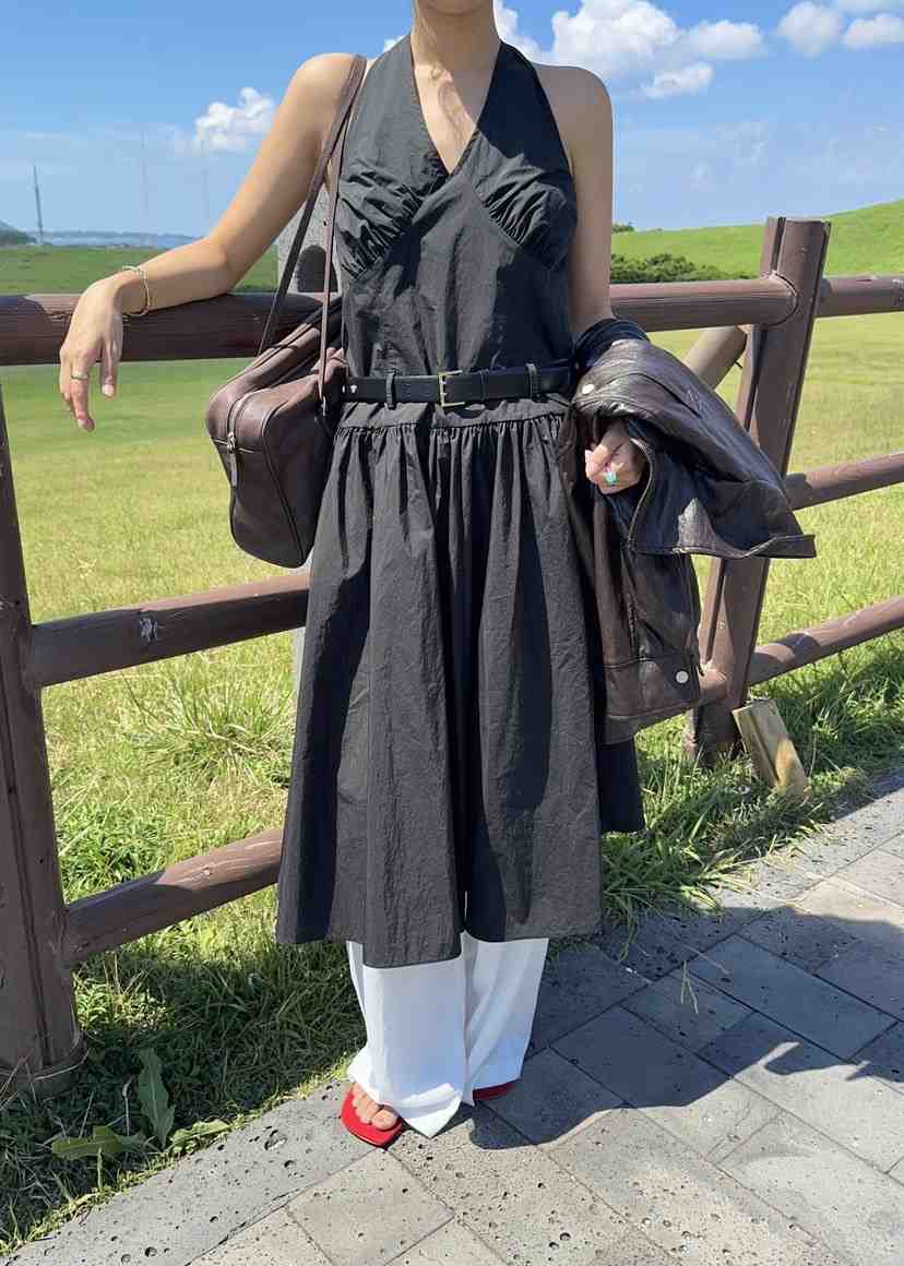 OUPPT韓國直郵㊣女裝新品職業休閑25秋夏熱賣連衣裙不含腰帶OUPPT連衣裙