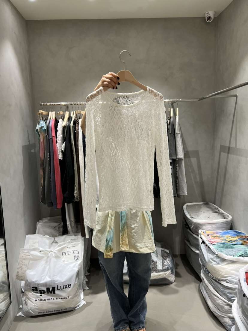 X-MOOD東大門㊣代購女裝新款25秋夏人氣推薦真品長袖T恤蕾絲X-MOOD長袖T恤