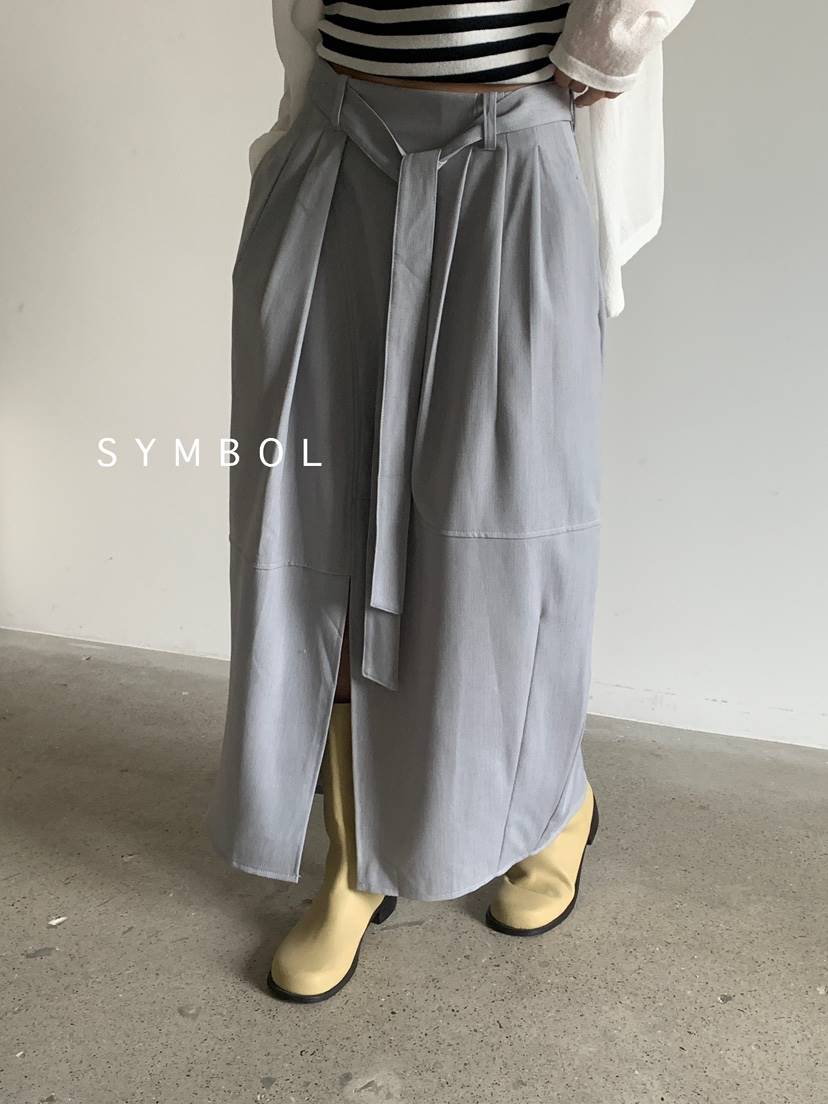 SYMBOL韓國直郵㊣女裝新品真品休閑25秋夏時尚推薦長裙含腰帶SYMBOL長裙