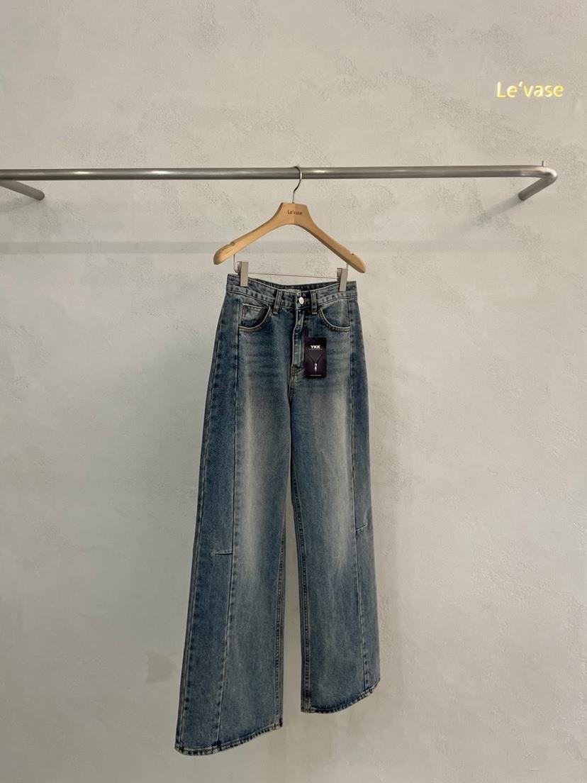 LE VASE韓國代購㊣女士新品真品時尚推薦休閑25秋夏牛仔褲LE VASE牛仔褲
