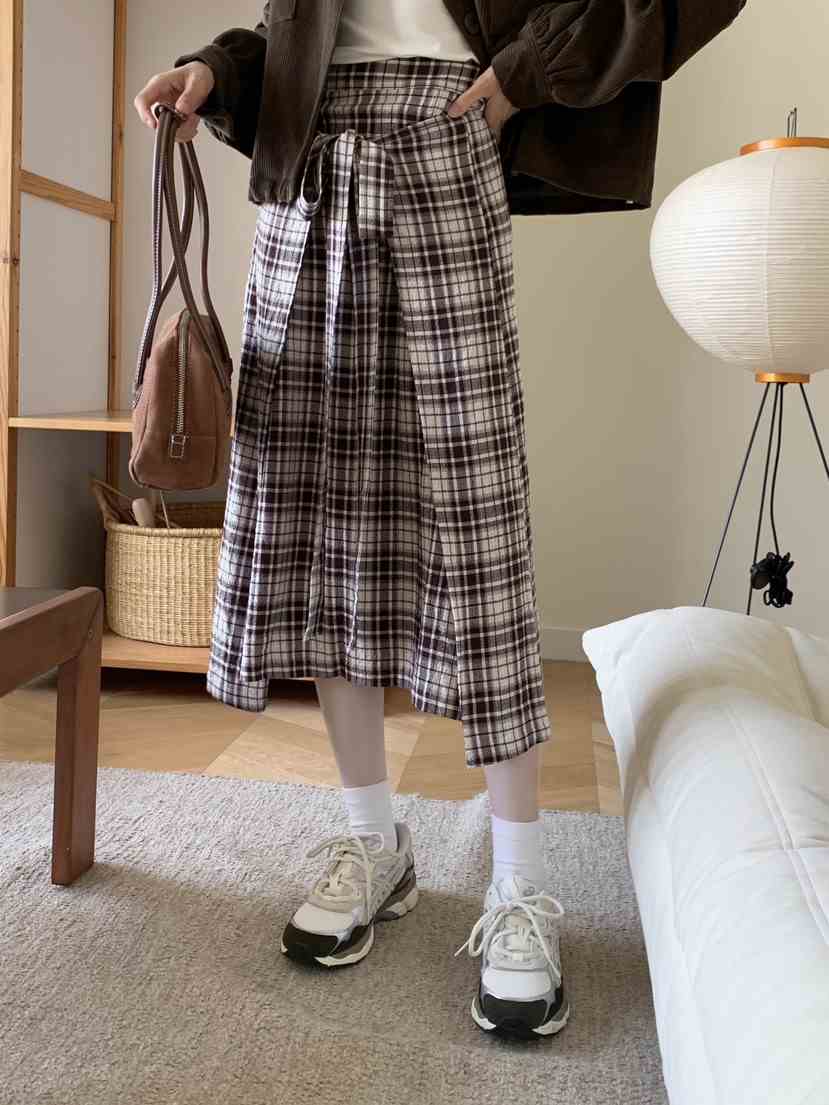 BOUND.A東大門㊣實拍女士新品推薦真品人氣半身裙中短裙格紋BOUND.A半身裙/中短裙