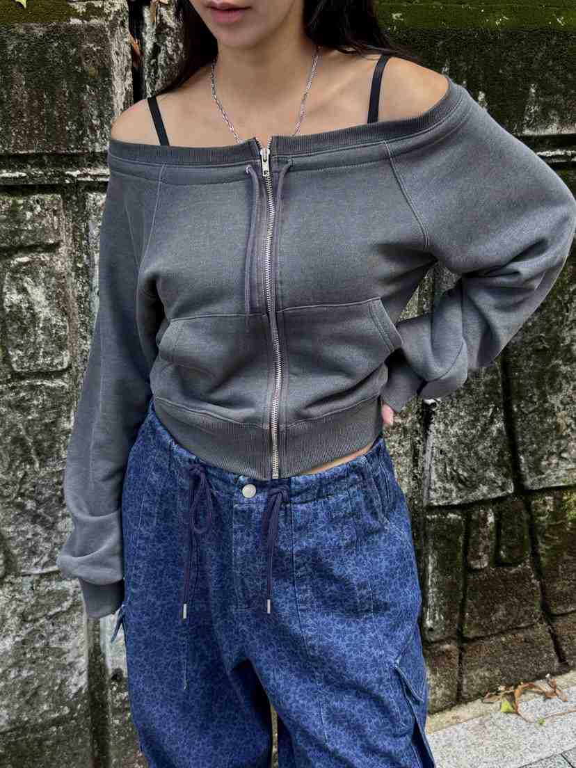 SUNDER MARKET東大門㊣直郵女士新品熱賣25秋夏職業衛衣拉鏈SUNDER MARKET衛衣