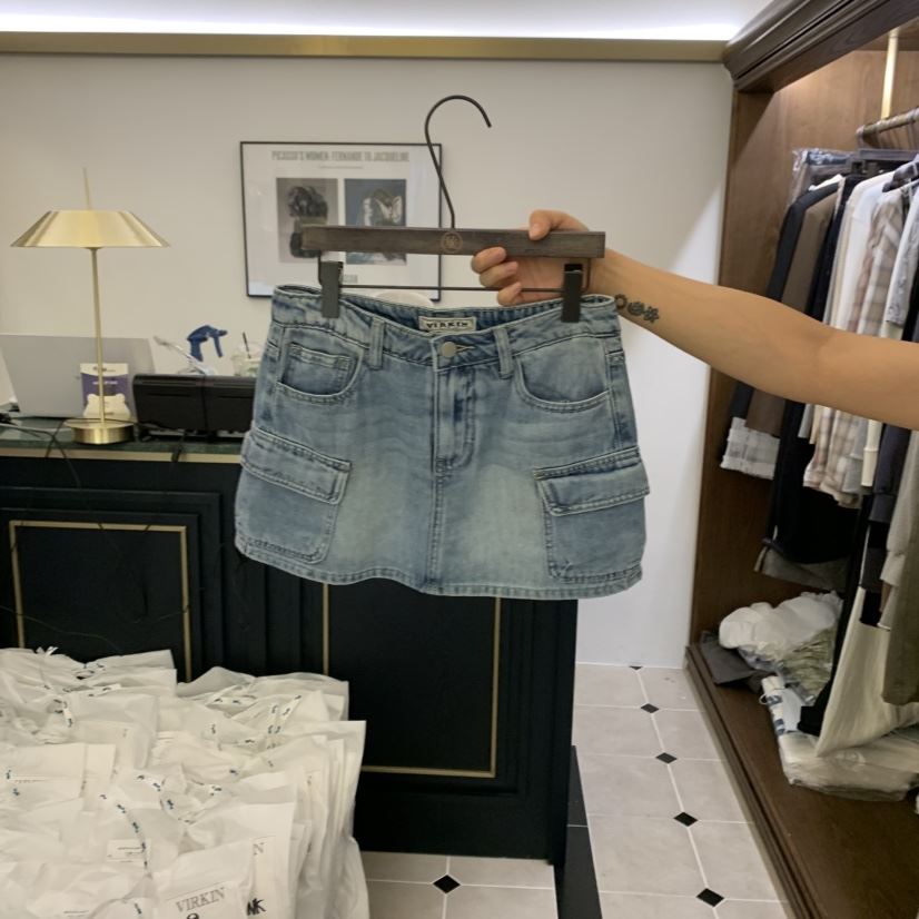 VIRKIN韓國直郵㊣女士新品休閑真品熱賣職業推薦人氣裙褲口袋VIRKIN裙褲