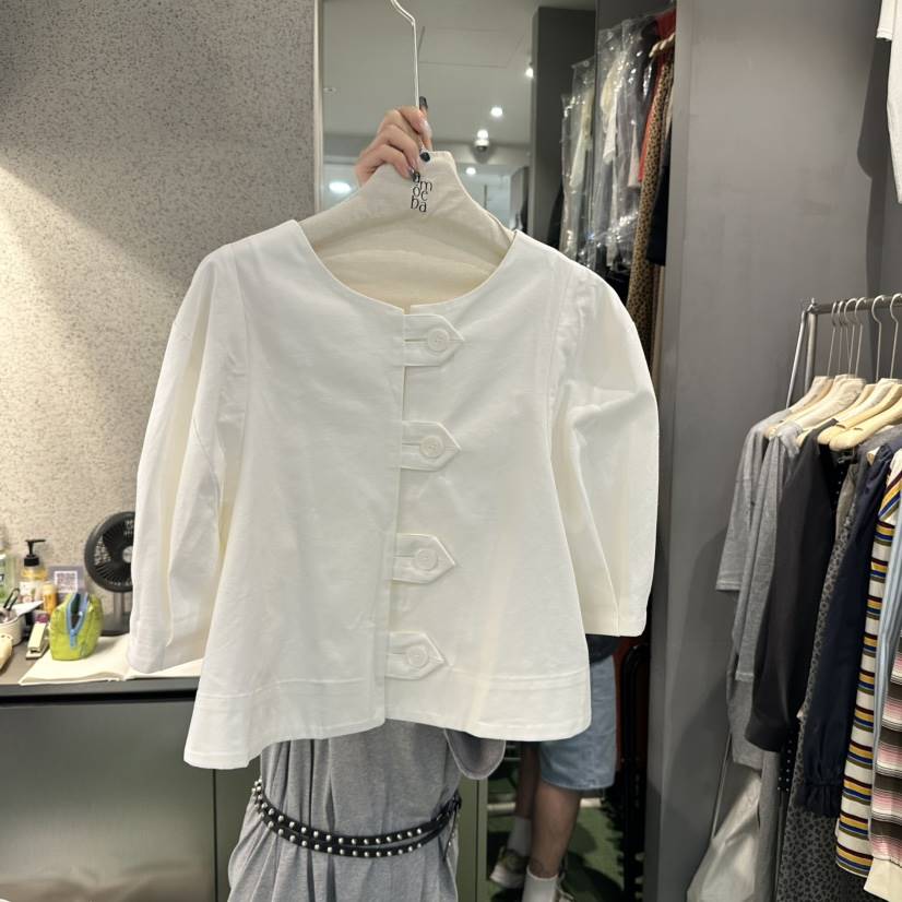AMOEBA韓國直郵㊣女士新品時尚真品休閑熱賣25秋夏襯衫蕾絲衫AMOEBA襯衫/蕾絲衫