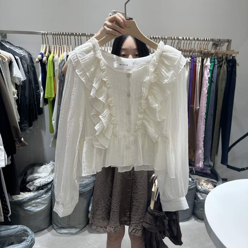 RE STYLE-Q東大門㊣代購女裝新品休閑推薦真品襯衫蕾絲衫RE STYLE襯衫/蕾絲衫
