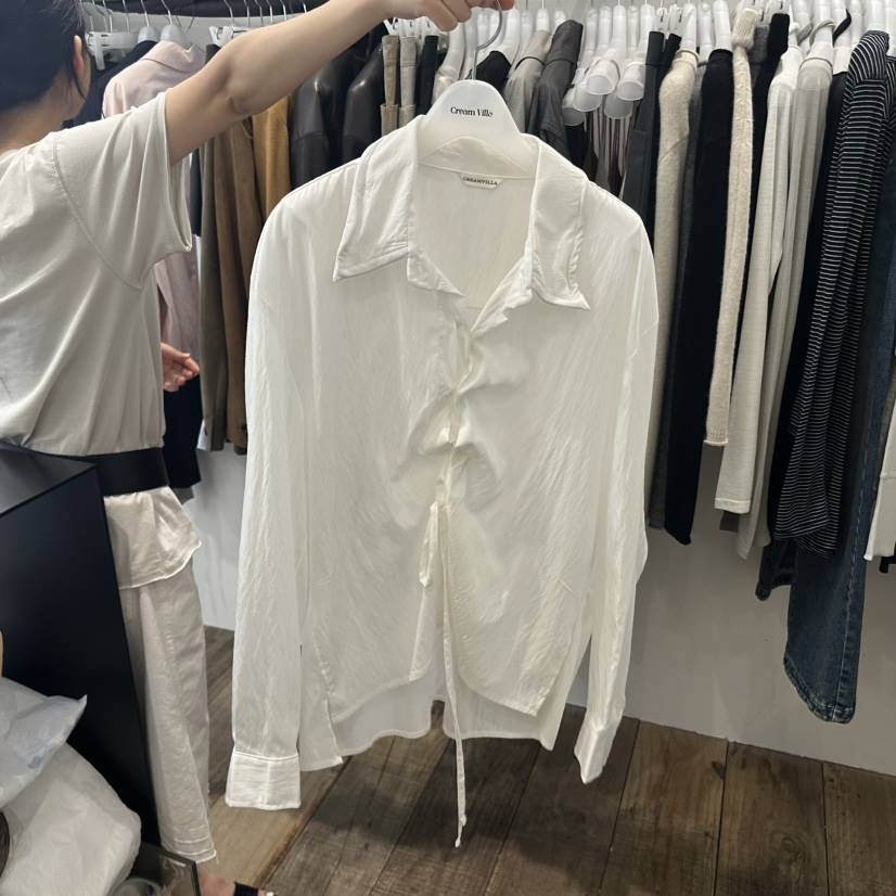 CREAM VILLA韓國代購㊣女士新品25秋夏襯衫蕾絲衫CREAMVILLA襯衫/蕾絲衫