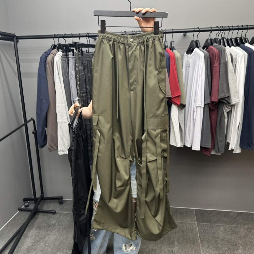 CREDITO東大門㊣代購女裝新品推薦25秋夏休閑熱賣休閑褲尼龍But ton/BOUTIQUE SEOUL休閑褲