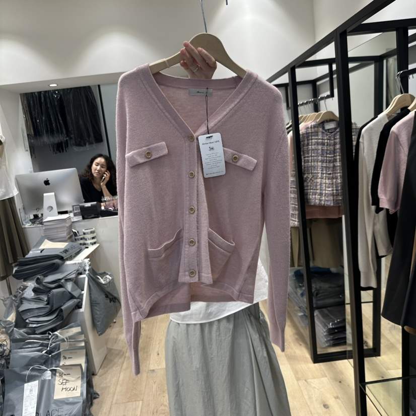 BRUNI/RICOTTA韓國代購㊣女士新品25秋夏休閑人氣針織衫口袋BRUNI/RICOTTA針織衫
