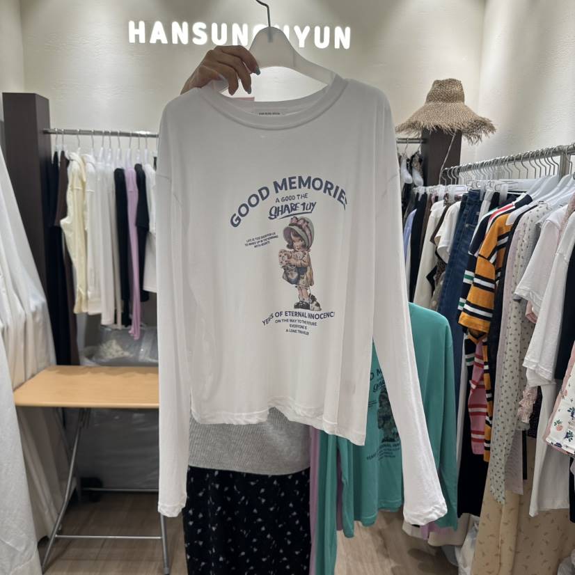 HANSUNGHYUN韓國代購㊣女士新品休閑推薦25秋夏人氣長袖T恤HANSUNGHYUN長袖T恤