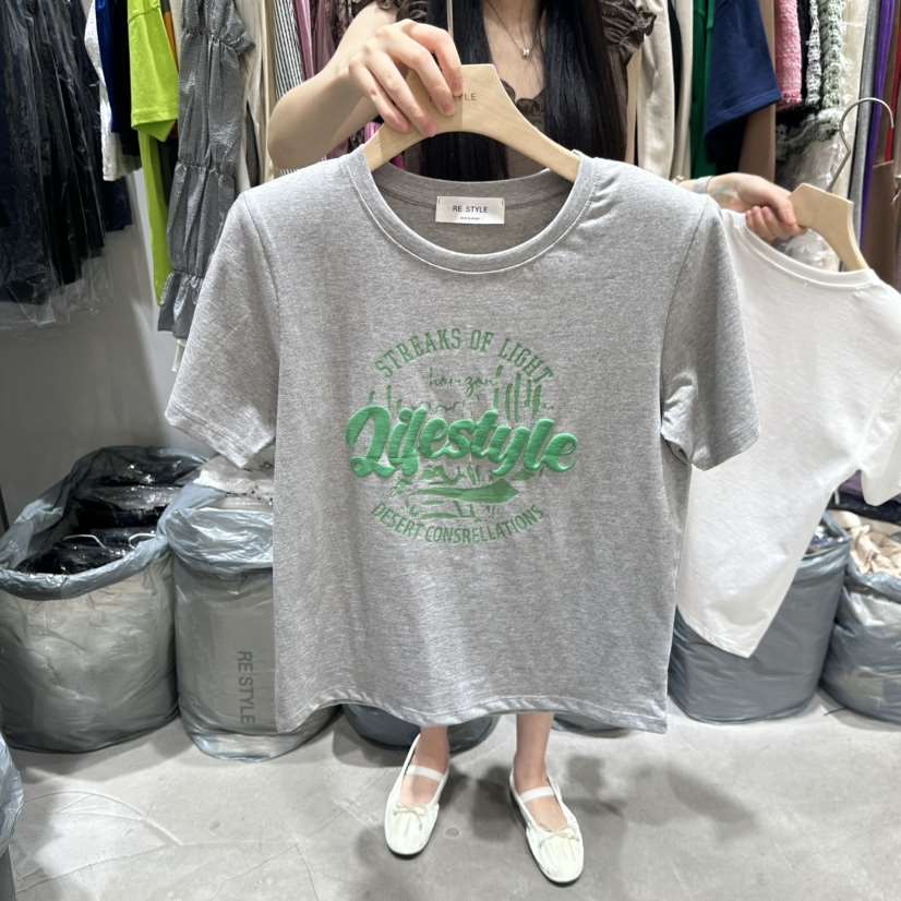 RE STYLE-Q韓國代購㊣女士新款職業休閑25秋夏人氣時尚T恤RE STYLET恤