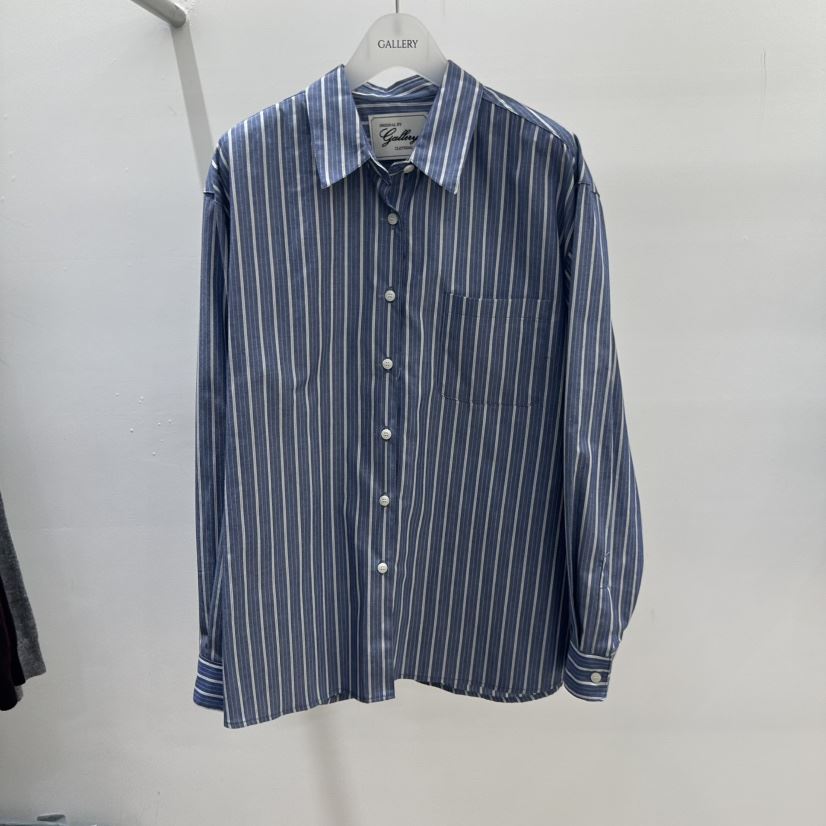 GALLERY-P韓國代購㊣女士新品25秋夏推薦人氣襯衫蕾絲衫條紋GALLERY襯衫/蕾絲衫