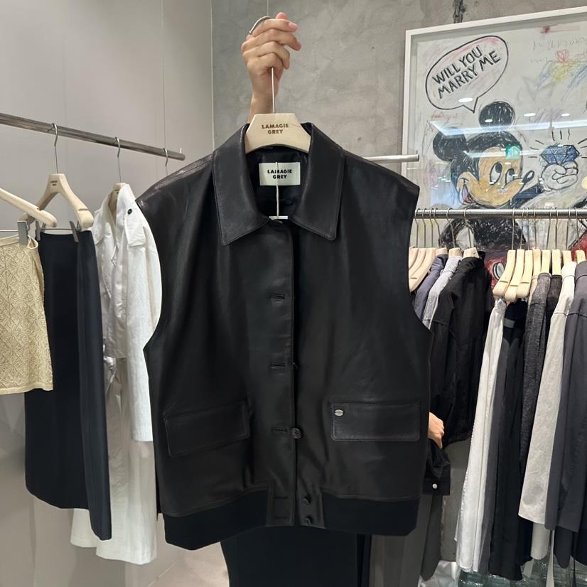 LAMAGIEPIE韓國直郵㊣女裝新款時尚推薦真品25秋夏馬甲皮革LAMAGIE GREY馬甲