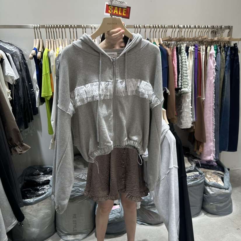 RE STYLE-Q韓國代購㊣女士新品25秋夏職業夾克連帽拉鏈衫RE STYLE夾克