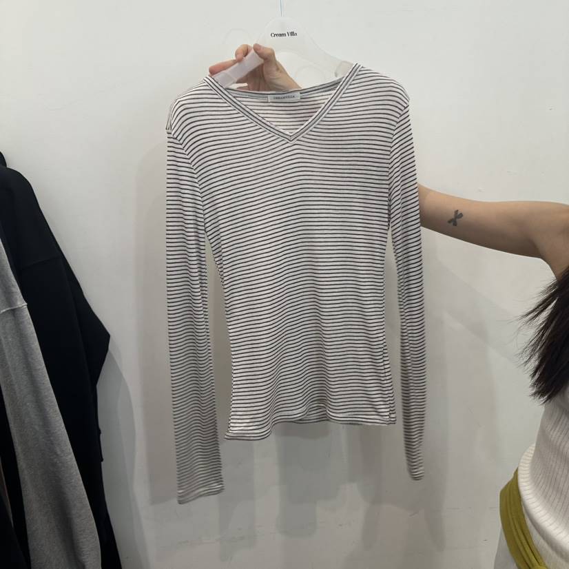 CREAM VILLA韓國直郵㊣女裝新款休閑長袖T恤美利奴羊毛CREAMVILLA長袖T恤