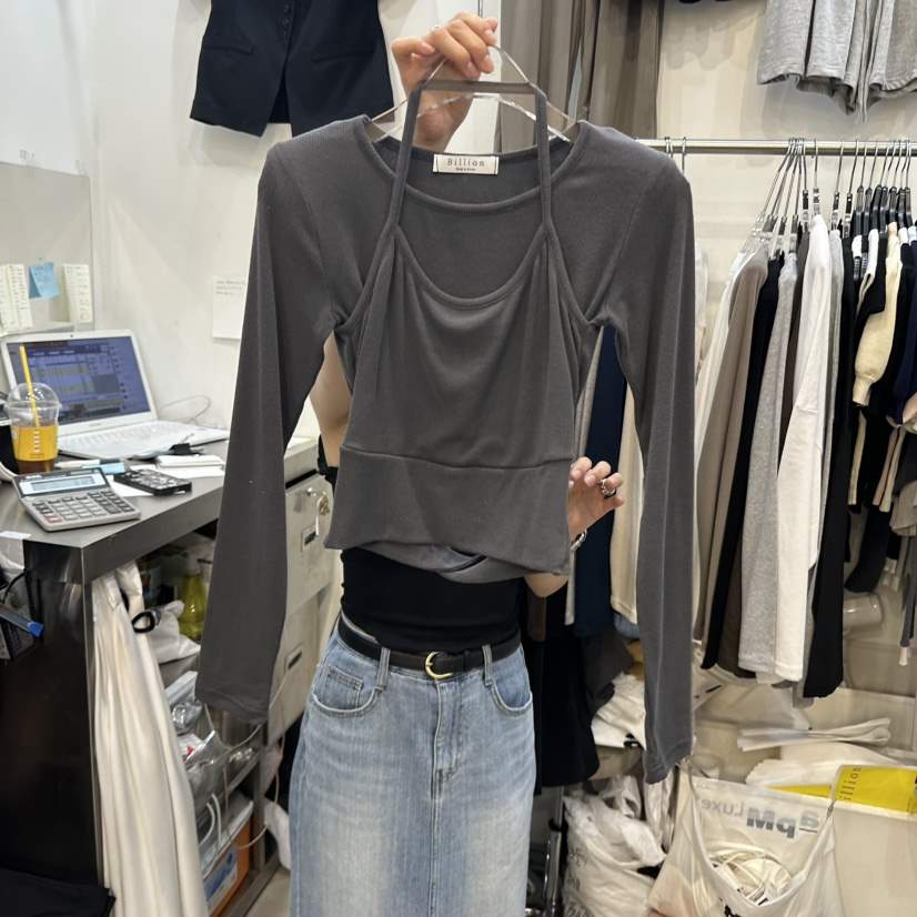 BILLION-L韓國直郵㊣女士新款人氣休閑熱賣時尚長袖T恤假兩件BILLION-L長袖T恤