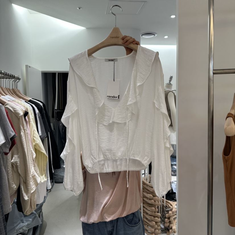 RENDER東大門㊣直郵女士新品休閑25秋夏職業時尚襯衫蕾絲衫RENDER襯衫/蕾絲衫
