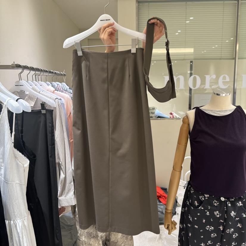 MOREMORE韓國代購㊣女裝新品時尚推薦人氣熱賣真品長裙含腰帶more more長裙