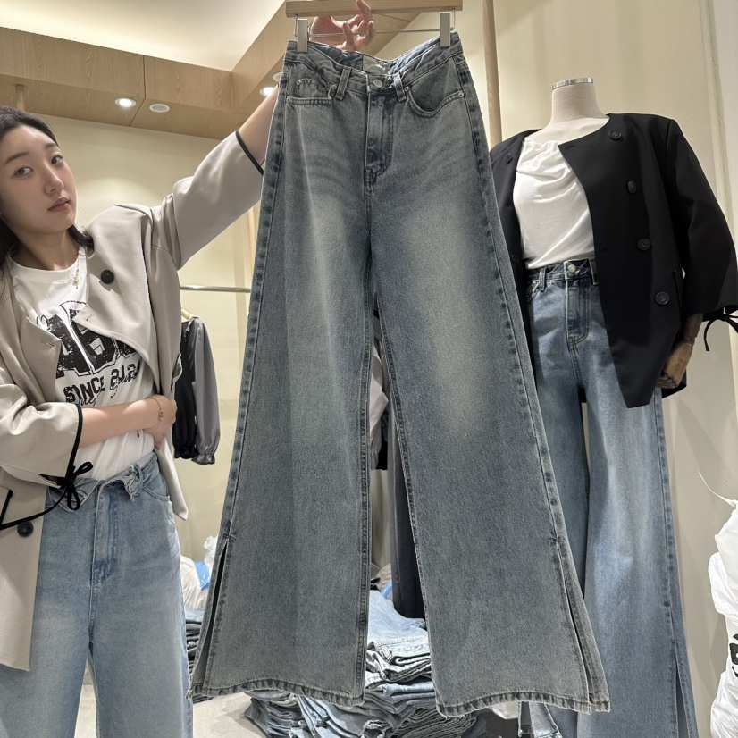 VINTAGE VIBE東大門㊣直郵女裝新品職業推薦休閑牛仔褲鏤空VINTAGE VIBE牛仔褲