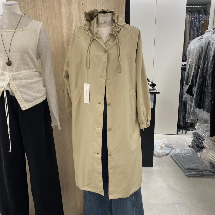 WRITTEN BY韓國代購㊣女裝新品人氣職業真品時尚長款風衣連帽WRITTEN BY長款風衣