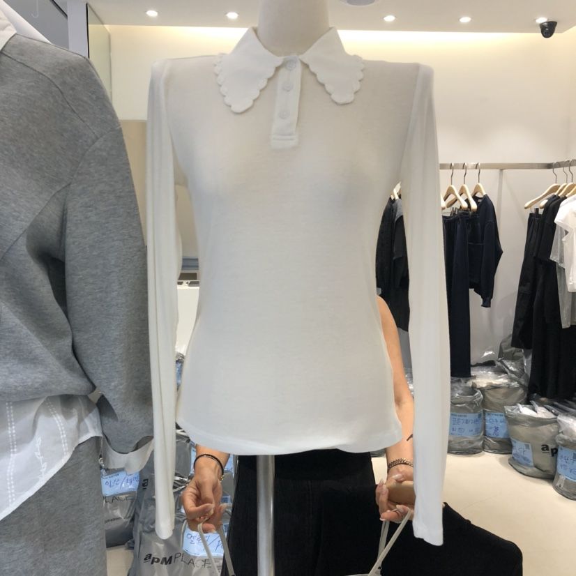 RICH SISTER韓國代購㊣女士新品熱賣推薦職業25秋冬長袖T恤刺繡RICH SISTER長袖T恤