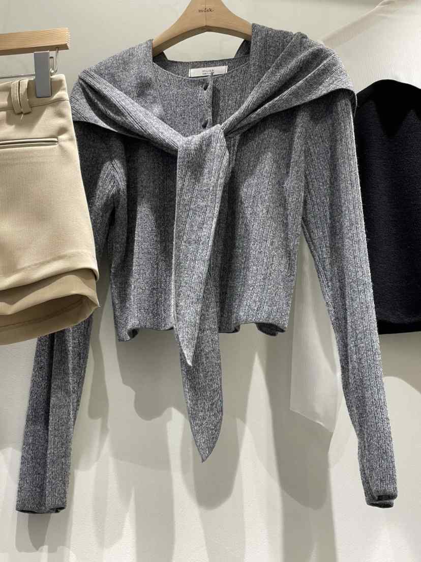 MUSK韓國代購㊣女士新款時尚25秋夏人氣真品針織衫披肩開衫MUSK針織衫