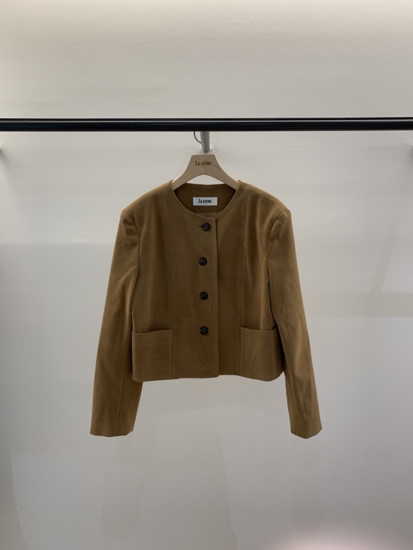 LA CREME東大門㊣代購女裝新品休閑職業25秋夏夾克絨面革駝色LA CREME夾克
