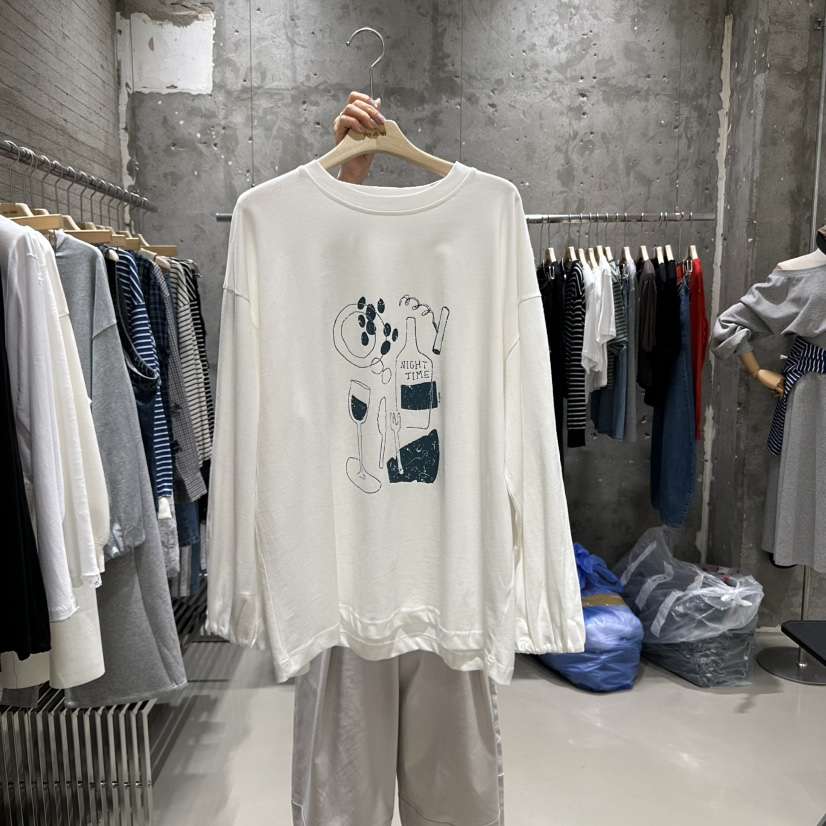 JUNI韓國代購㊣女裝新款推薦時尚真品人氣職業熱賣休閑長袖T恤my juni長袖T恤