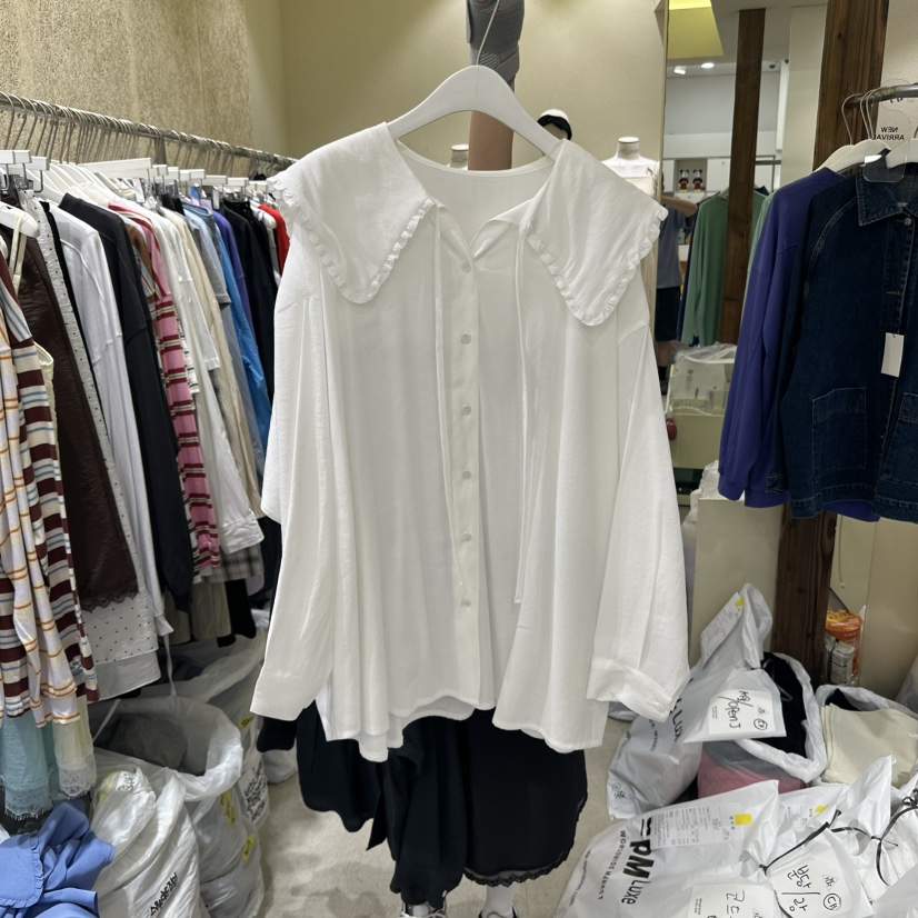 REFLAT韓國代購㊣女裝新品時尚推薦人氣職業襯衫蕾絲衫荷葉邊REFLAT襯衫/蕾絲衫