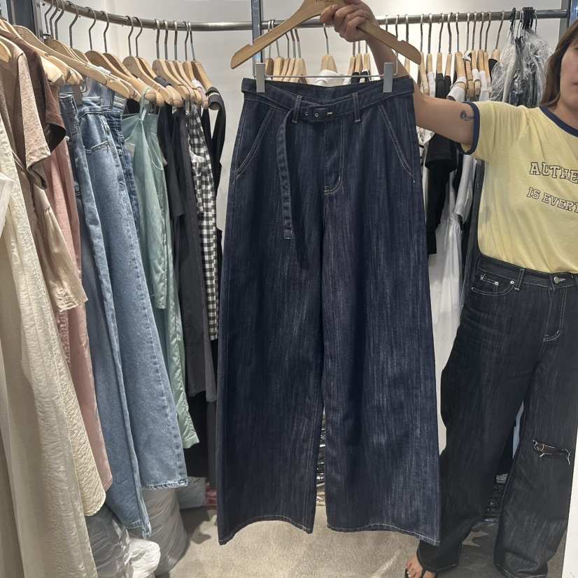 HABLE韓國直郵㊣女士新品25春夏推薦真品職業人氣牛仔褲含腰帶HABLE牛仔褲