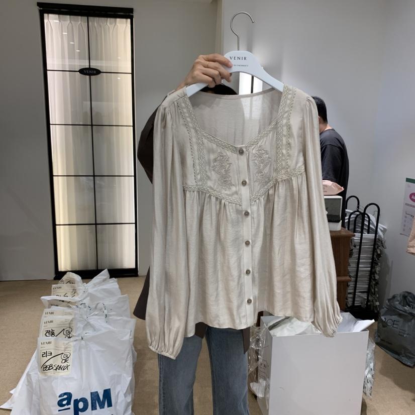 VENIR-a韓國代購㊣女裝新品職業人氣25秋冬休閑襯衫蕾絲衫VENIR-a襯衫/蕾絲衫