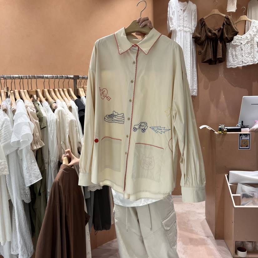 BY FLOW韓國直郵㊣女裝新款真品休閑時尚職業25秋夏襯衫蕾絲衫BY FLOW襯衫/蕾絲衫