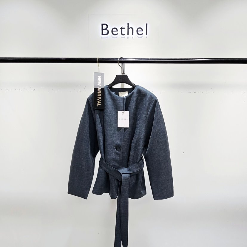 BETHEL韓國代購㊣女裝新款休閑25秋夏人氣推薦時尚夾克含腰帶BETHEL夾克