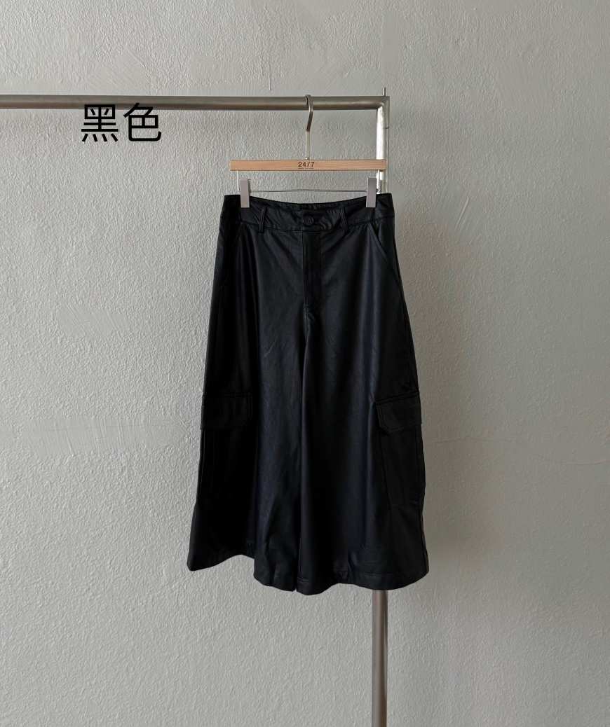 TWENTY FOUR SEVEN24-7東大門㊣實拍女裝新品25秋冬長裙口袋皮革短款TEWNTY FOUR SEVEN24-7長裙