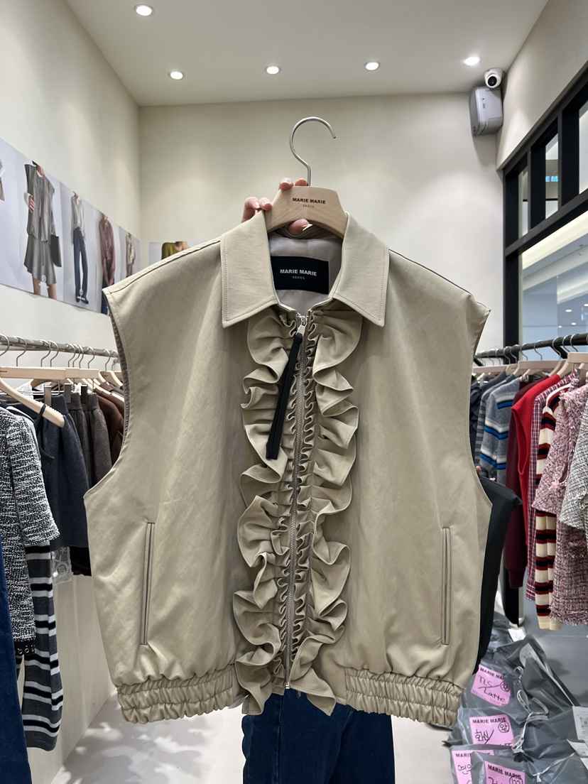 MARIE MARIE東大門㊣代購女士新品熱賣人氣職業馬甲荷葉邊MARIE MARIE馬甲