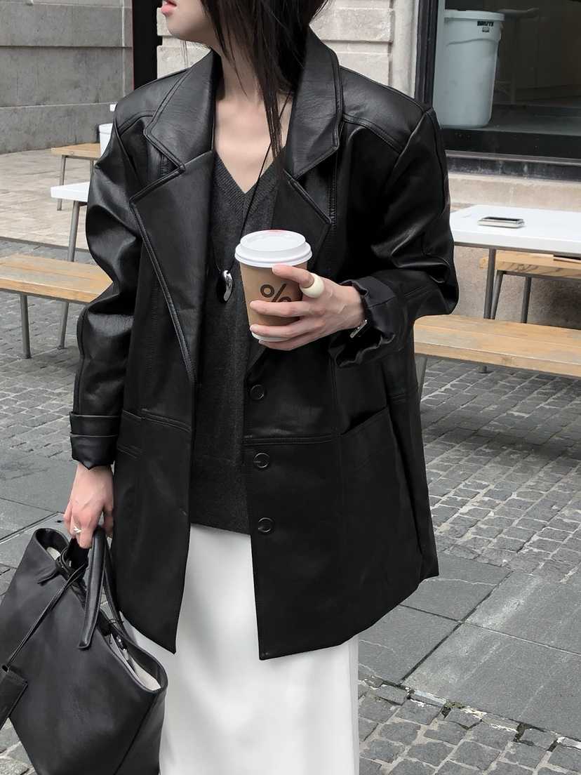 LE BUTTER東大門㊣實拍女士新款25秋冬推薦人氣真品休閑皮衣LE BUTTER皮衣