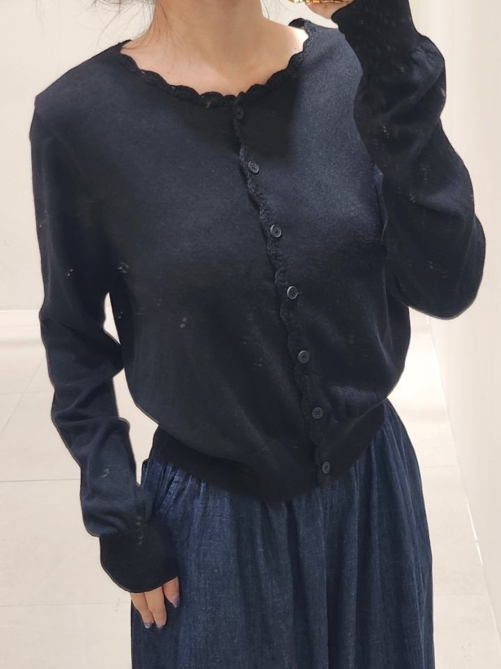 FEMME韓國直郵㊣女裝新品真品25秋冬休閑職業針織衫蕾絲開衫FEMME針織衫