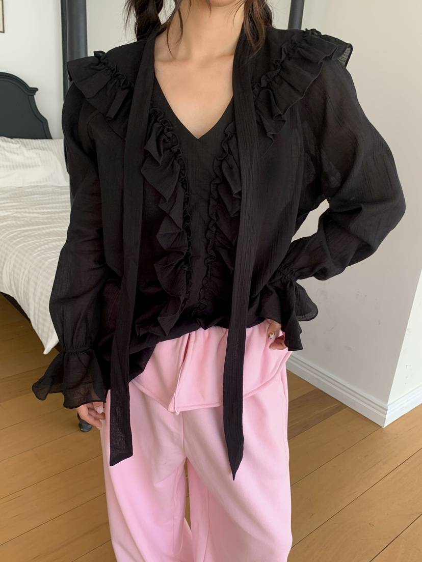 INTHEEND東大門㊣實拍女裝新款真品人氣25秋冬時尚襯衫蕾絲衫INTHEEND襯衫/蕾絲衫