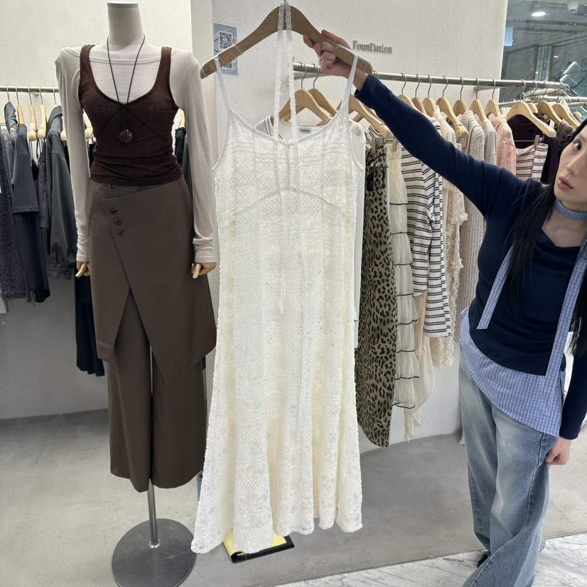 FOUNDATION東大門㊣代購女士新品熱賣真品時尚連衣裙含腰繩FOUNDATION連衣裙